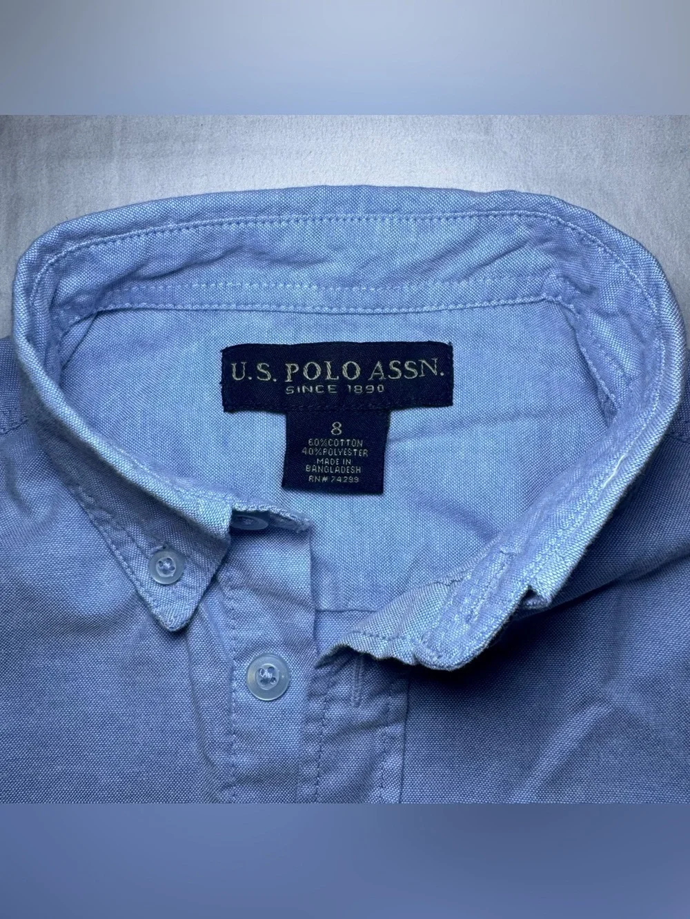U.S. Polo Assn. Boy's Short Sleeve Button-Down Shirt - Light Blue